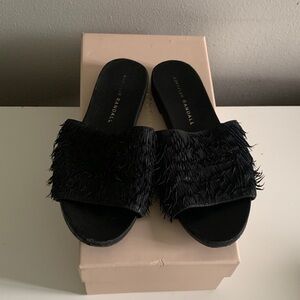 Loeffler Randall Black Fringe Sandals